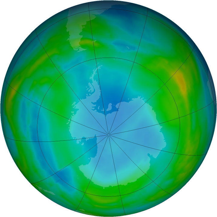Antarctic ozone map for 13 June 2014